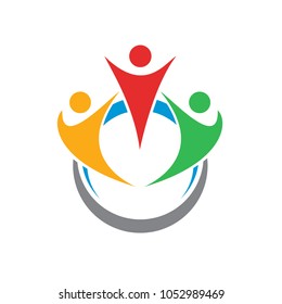 Three people group abstract logo vector