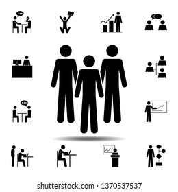 Three people, a group icon. Simple glyph, flat vector element of People icons set for UI and UX, website or mobile application