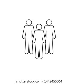 Three people, a group icon. Simple thin line, outline vector of People icons for UI and UX, website or mobile application