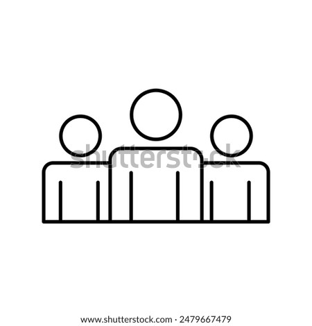 Three people group line icon. Teamwork, leadership vector flat trendy style illustration for web and app..eps