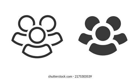 Three people group set vector icon pictogram or persons community union symbol black and white line outline art stroke editable shape silhouette image