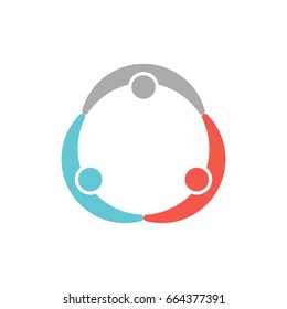 Three People Holding Each Other. Logo Vector