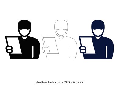 Three people holding tablets isolated on transparent background