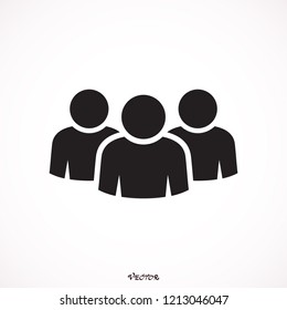 Three People Icon. Illustration of crowd of people icon silhouettes vector. Social icon. Flat style design.