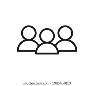 Three People Line Black Icon Vector 