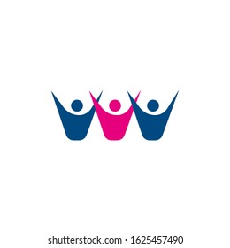 Three people logo. Unity, support, rights. Graphic Design for Web and Printing.
