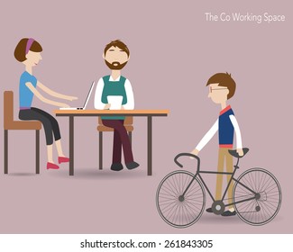 Three people meeting in the co working space