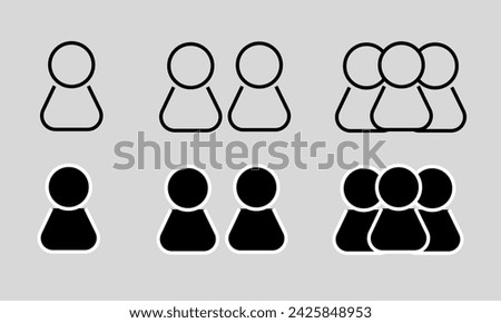 Three people outline icon.
One, two, three people icon