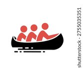 Three People Paddling Canoe Teamwork Sport Recreation Activity Icon