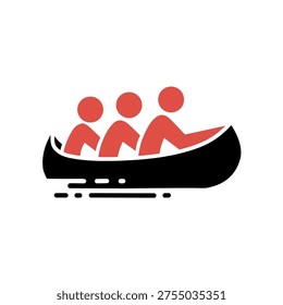 Icono de actividad de Ocio deportivo de trabajo en equipo de canoa de tres Personas