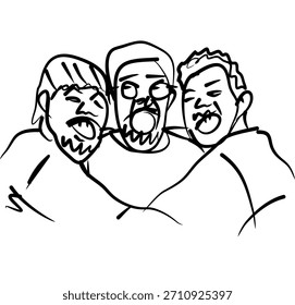 Tres personas posando para una foto mientras se abrazan