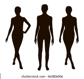 Three people silhouette pose set