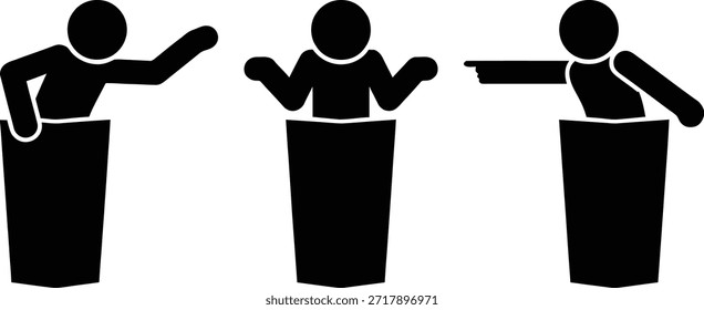 Tres personas de pie detrás del podio y dando un discurso