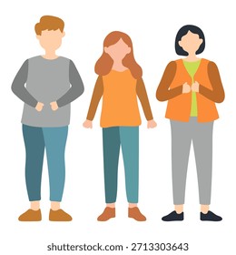 Three People Standing Facing Front Illustration