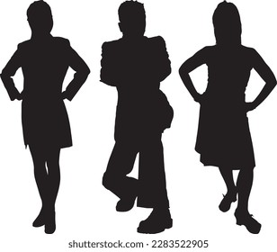 Three people standing in front of a white background.