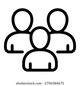 Three people standing together in a group formation teamwork concept icon