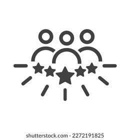 Three people, three stars, a symbol of teamwork or feedback.