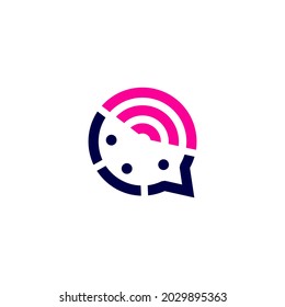 three people talk signal wireless group 3 chat bubble communication conference logo vector icon illustration