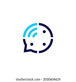 three people talk signal wireless group 3 chat bubble communication conference logo vector icon illustration