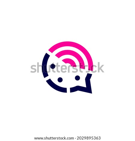 three people talk signal wireless group 3 chat bubble communication conference logo vector icon illustration