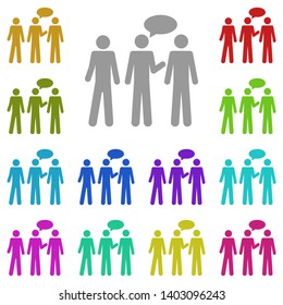 Three people talking multi color icon. Simple glyph, flat vector of people icons for UI and UX, website or mobile application on white background