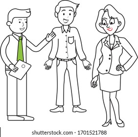 three people are talking in office