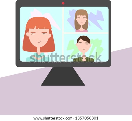 three people talking on video on a laptop