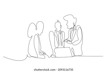 three people teamwork and analyze their situation together