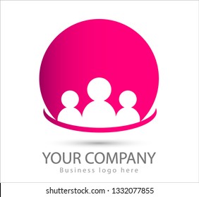 Three people together team work logo