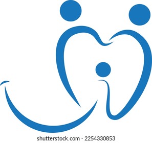 Three people as tooth, dentist and dental care logo