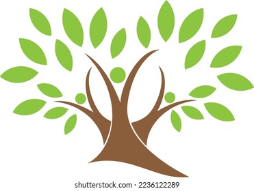 Three people as a tree, gardener and naturopath background