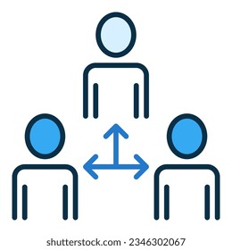 Three People vector Sociology Science concept blue icon or design element