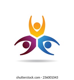 Three People winning attitude. Vector design