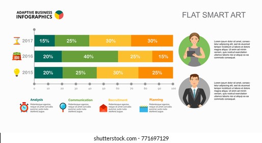 Three Percentage Charts Slide Template