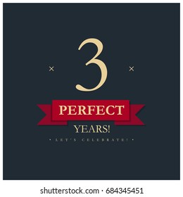 Three Perfect Years Let's Celebrate Anniversary Poster
