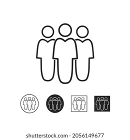 three person business icon vector, flat design with lines,
