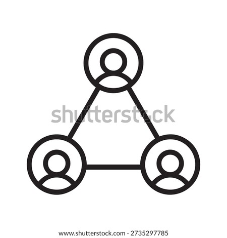 Three person connected in a triangle network connection people group team