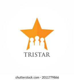 Drei Personen und Sterne Symbol. Logo-Design. Vektorgrafik.