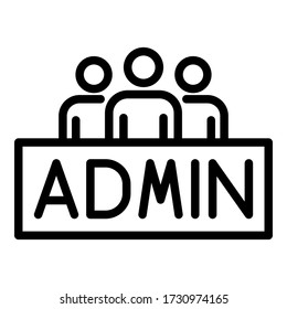 Three Persons Admin Icon. Outline Three Persons Admin Vector Icon For Web Design Isolated On White Background