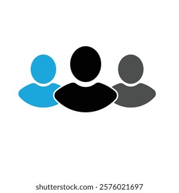 Three persons. group glyph icon. Group of people sign icon. Vector social network button. Team people.