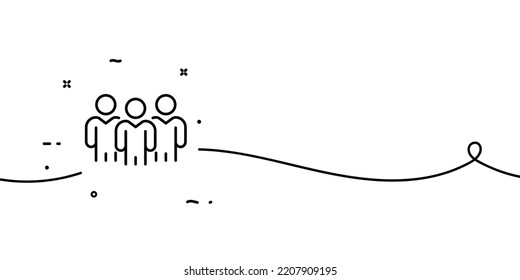 Three Persons Line Icon. Men, Team, Teamwork, Company, Employees, Briefing, Family, People, Users, Clients, Customers, Public Place. Society Concept. One Line Style. Vector Line Icon For Business.