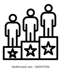 Three persons on a winner podium depicting award ceremony 