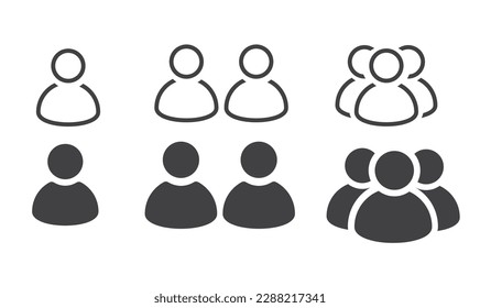 Three persons - social network users, vector, icon, sticker.