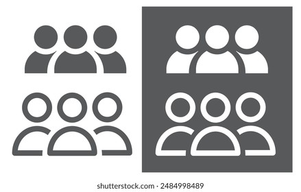 Tres personas. Usuarios de redes sociales, Vector, ícono, sticker.