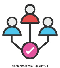 Three persons with tick sign showing the selection procedure and finalized candidates