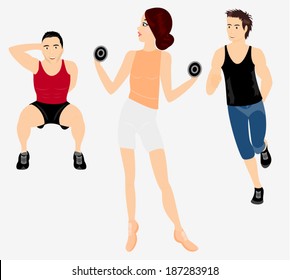 Three persons at the training recreation