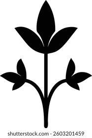 Three Petaled Flower Icon Resembling a Lily Minimalist Floral Vector Illustration Design