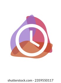 Tres pétalos de la silueta de reloj de transparencia en el interior. Icono de vector