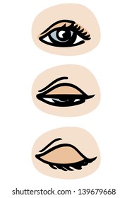 Three phases of a blinking eye. EPS 10 vector svg