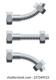 Three phases of erection bolts from 'flabby' to 'hard'. Eps8. CMYK. Organized by layers. One global color. Gradients free.